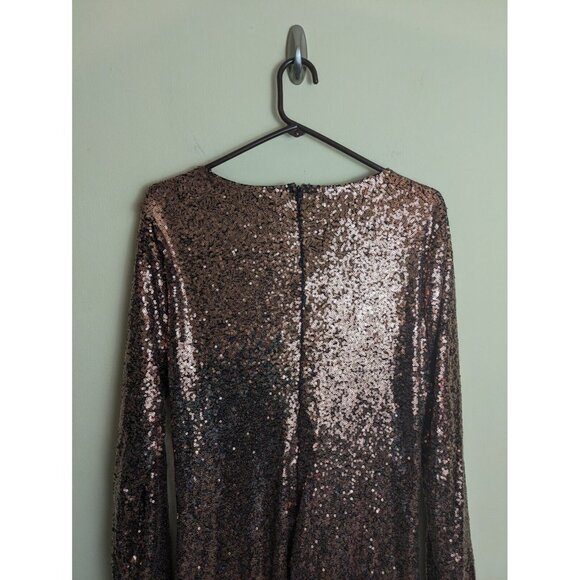 NWT Fashion Nova plus size 2x bronze sequin long sleeve sexy mini dress - Picture 9 of 13